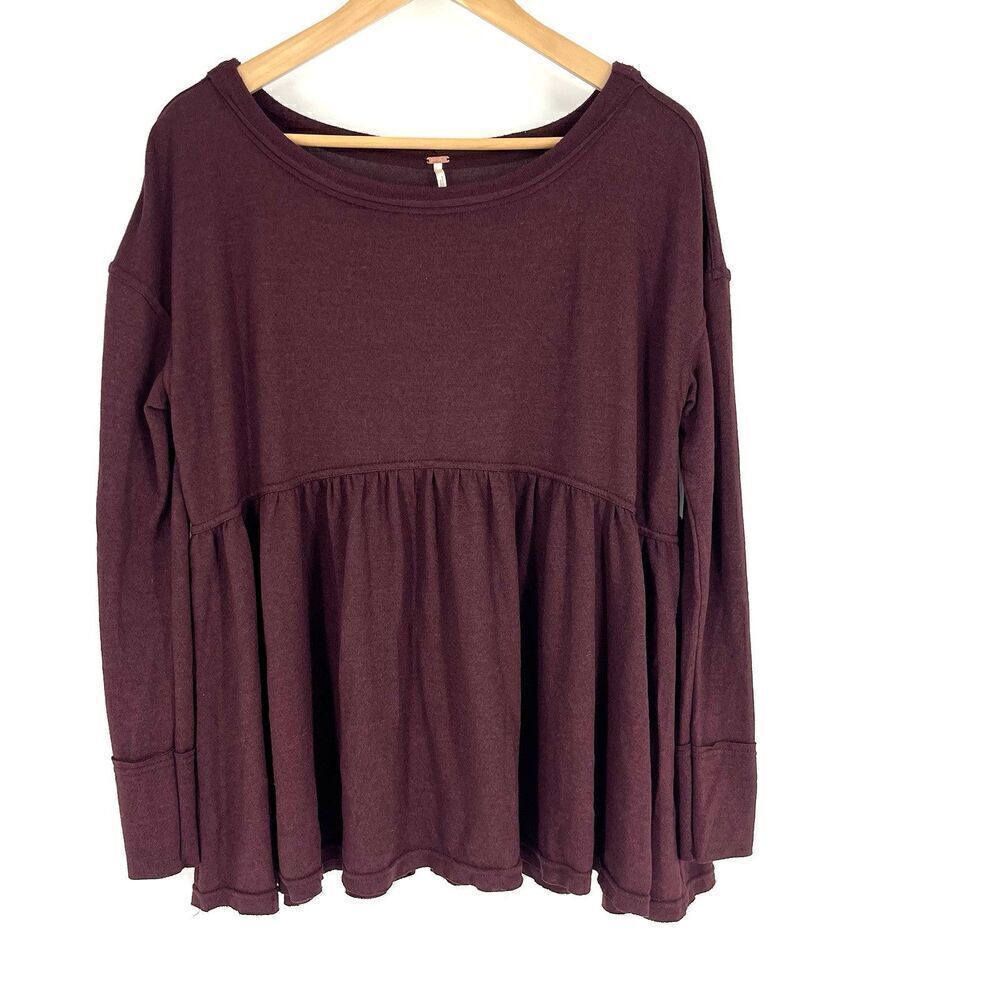 Free People Top Size Small Womens Forever Your Girlfriend Garnet Babydoll Shirt